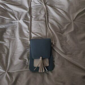 Teal and White K. Carrol Crossbody